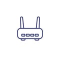 wi-fi router, adsl modem line icon, vector