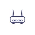 wi-fi router, adsl modem line icon, vector