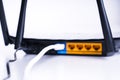 Wi-Fi router close-up, wireless Internet device Royalty Free Stock Photo