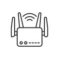 Wi-Fi router icon line design. Wi-Fi, router, icon, mobile, wireless, internet, technology vector illustration. Wi-Fi