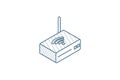 Wi-fi router isometric icon. 3d line art technical drawing. Editable stroke vector