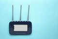 Wi-fi router, smartphone on blue background
