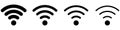 WI-FI signal symbol. Set of black WIFI icons in flat style. Communication symbols