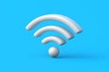 Wi Fi symbol on blue background. Wi-fi icon. Wireless technology. Free Internet access zone