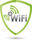 Wi-Fi waves and shield, Internet and Wi-Fi logo