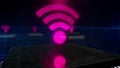 Wi-fi wireless communication network symbols loopable 3d animation