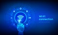 Wi Fi wireless connection concept. Free WiFi network signal technology internet concept. Mobile connection zone. Data transfer. Royalty Free Stock Photo