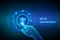 Wi Fi wireless connection concept. Free WiFi network signal technology internet concept. Mobile connection zone. Data transfer. Royalty Free Stock Photo