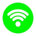 Wi-fi, wireless icon on green circle. Wifi vector illustration isolated on white