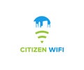 Wi-fi wireless, internet logo design. Connection wi-fi signal, cityzen, city internet.
