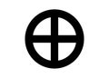 A sun cross, solar cross, or wheel cross is a solar symbol consisting of an equilateral cross inside a circle. Vector isolated 