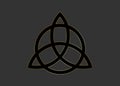 Triquetra, Trinity Knot, Wiccan symbol for protection. Vector Black Celtic trinity knot decorated in gold isolated on grey