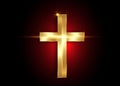 Christianity Symbol. Golden cross, icon of the Christian faith isolated on a black background Royalty Free Stock Photo