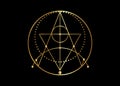 Golden Sigil of Protection. Magical Amulets. Can be used as tattoo, gold logos sign and prints. Wiccan occult symbol, sacred sign