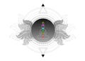 Chakras concept. Inner love, light and peace. Buddha silhouette in lotus position over ornate mandala lotus flower Sacred Geometry