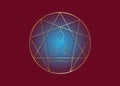 Enneagram yoga gold icon design for infographics and business. lotus position, golden sacred geometry, with a meditating buddha