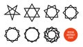 Wiccan symbol and all polygonal stars, pentagram, sexagram and other isolated on white - Big vector set of line symbols.