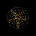 Wiccan symbol golden Sigil of Baphomet- Satanic god occult symbol