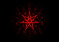 Wiccan symbol of protection. 3D Red Mandala Witches runes and alphabet, Mystic Wicca divination. Ancient occult symbols Royalty Free Stock Photo