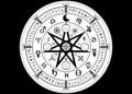 Wiccan symbol of protection. Mandala Witches runes, Mystic Wicca divination. Ancient occult symbols, Zodiac Wheel signs