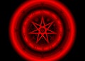 Wiccan symbol of protection. Red Mandala Witches runes, Mystic Wicca divination. Ancient occult symbols, Zodiac Wheel signs Royalty Free Stock Photo