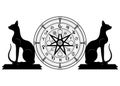 Wiccan symbol of protection. Set of Mandala Witches runes and black cats, Mystic Wicca divination. Ancient occult symbols
