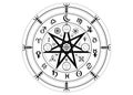 Wiccan symbol of protection. Set of Mandala Witches runes, Mystic Wicca divination. Ancient occult symbols, Zodiac Wheel signs