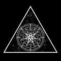 Wiccan symbol of protection. Triangle Mandala Witches runes, Mystic Wicca divination. Ancient occult symbols, Earth Zodiac Wheel Royalty Free Stock Photo