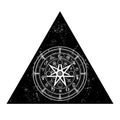 Wiccan symbol of protection. Triangle Mandala Witches runes, Mystic Wicca divination. Ancient occult symbols, Earth Zodiac Wheel