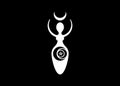 Wiccan Woman Logo triple moon goddess, crescent moon, pentacle pagan symbols, cycle of life, death and rebirth. Wicca mother earth