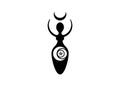 Wiccan Woman Logo triple moon goddess, crescent moon, pentacle pagan symbols, cycle of life, death and rebirth. Wicca mother earth