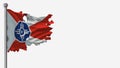 Wichita Kansas 3D tattered waving flag illustration on Flagpole. Royalty Free Stock Photo