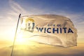 Wichita of Kansas of United States flag waving on the top