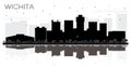 Wichita Kansas USA City skyline black and white silhouette. Royalty Free Stock Photo