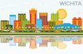 Wichita Kansas USA City Skyline with Color Buildings, Blue Royalty Free Stock Photo