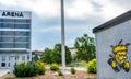 Wichita, Kansas, USA: 6-2021: Wichita State University Shockers logo outside Koch Arena