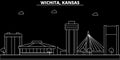 Wichita silhouette skyline. USA - Wichita vector city, american linear architecture, buildings. Wichita travel