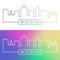 Wichita skyline. Colorful linear style.