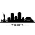 Wichita Skyline Kansas with USA Vector Silhouette Royalty Free Stock Photo