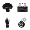 Wick, ecology, industry and other web icon in black style.bomb, explosion, war, bombing icons in set collection. Royalty Free Stock Photo