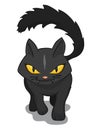 Wicked Black Cat Walking, Vector Illustration