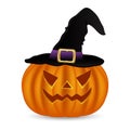 Wicked pumpkin for Halloween in a witches hat