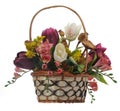 Wicker basket with artificial flowers