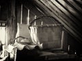 Wicker basket in attic