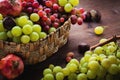 Wicker basket with autumn fruits