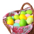 Wicker basket with Easter eggs