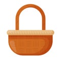 Wicker basket. Empty wicker basket for Easter, picnic. Wooden accessory for storage or carrying