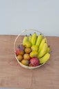 Wicker Basket Filled With Fruits Royalty Free Stock Photo