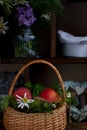 a wicker basket filled with ripe tomatoes. Royalty Free Stock Photo