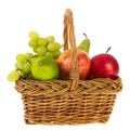 Wicker basket fresh fruit Royalty Free Stock Photo